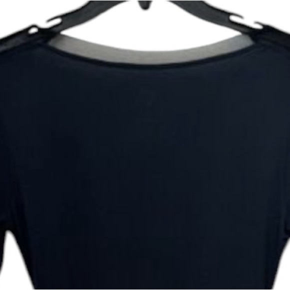 Intimately FP sz S black short sleeve V-neck wrap front thong bodysuit mesh trim - Picture 12 of 16